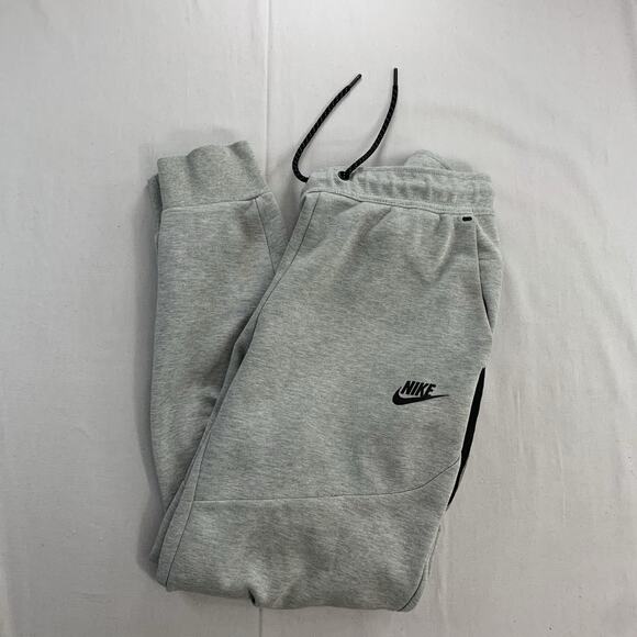 Nike Tech Fleece Drawstring Pants Men Gray Joggers Tapered Zipper Pocket Size S - Picture 1 of 10